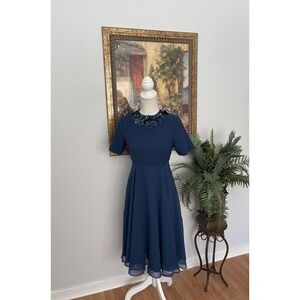 ASOS Dress Womens 2 Fit&Flare Open Zipper Back Short Sleeve Round Neck Sequin